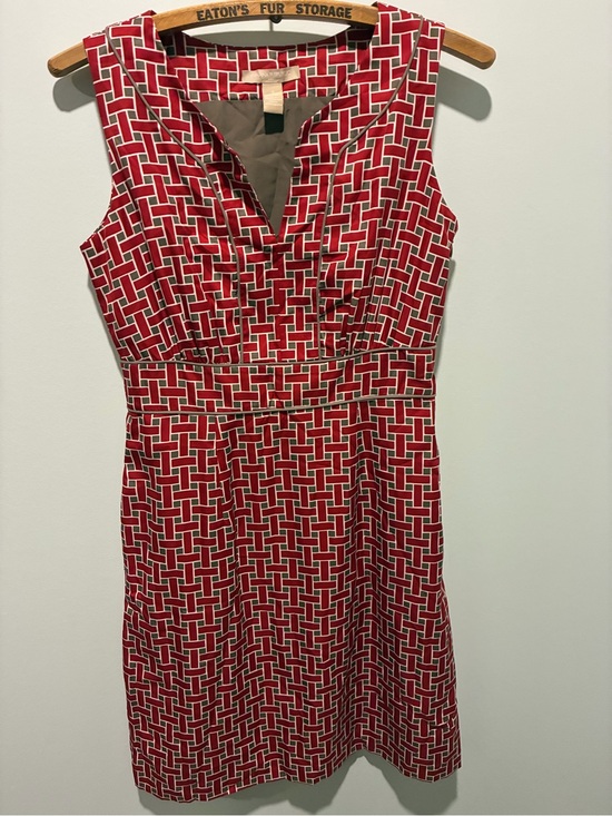 Banana Republic Dresses & Skirts - Banana Republic Red and Taupe Geometric Sleeveless Sheath Dress Size 4
